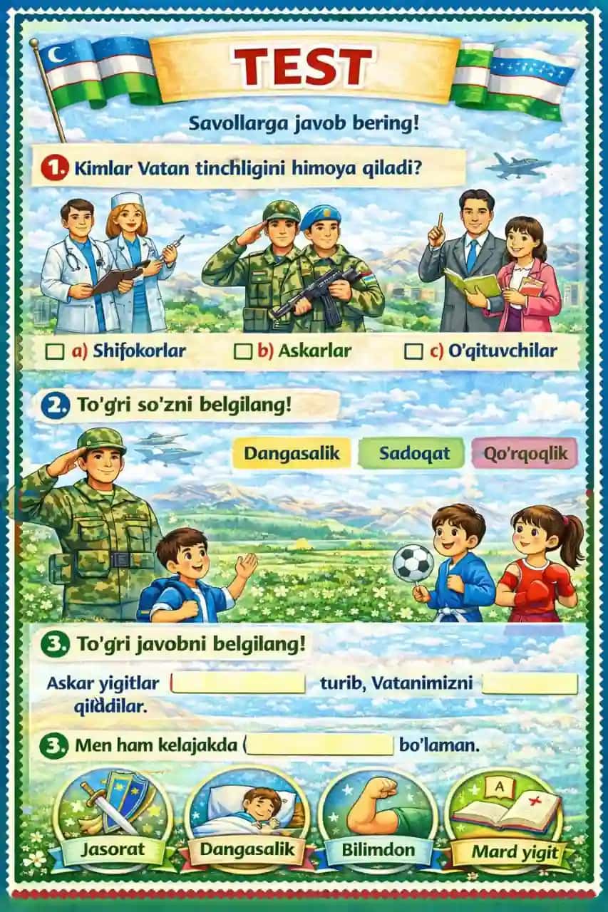 14 yanvarga testlar