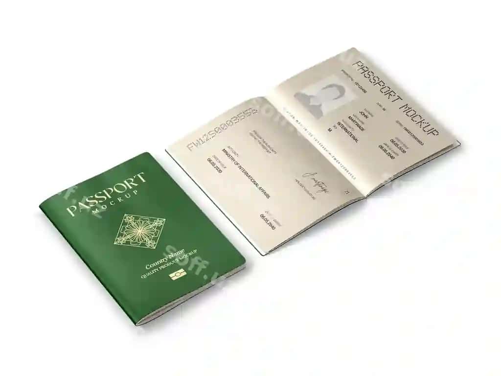 Xalqaro pasport maketi yopiq ochiq hujjatlar | International passport mockup closed open documents