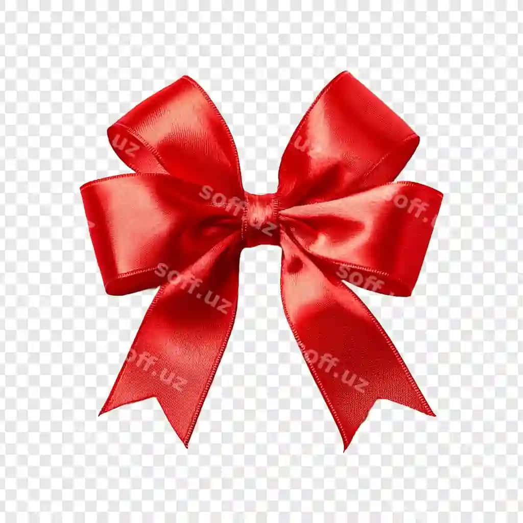 Qizil ruchka bow shaffof fonda | Red ribbon with bow transparent background