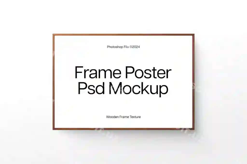 Psd jigarrang ramka mockup oq devor | Psd brown frame mockup white wall