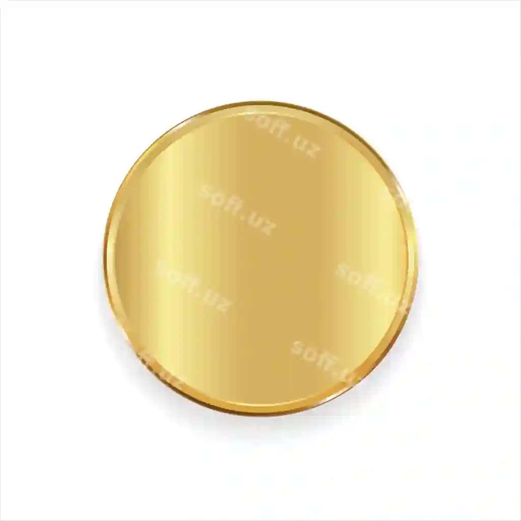 Haqiqiy doira parqat bo'sh oltin mukofot badj vektor illustratsiyasi | Realistic round shiny blank gold award badge vector illustration