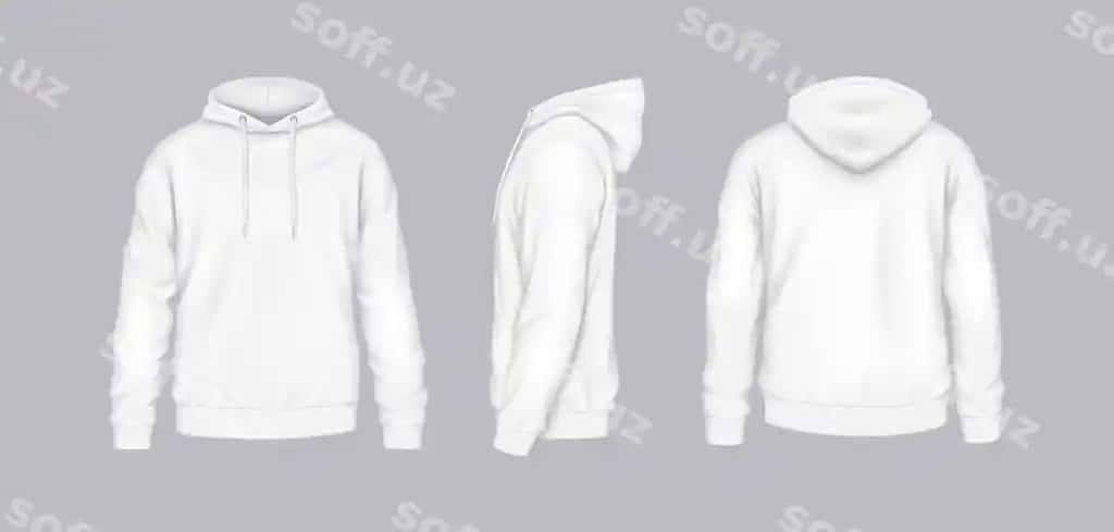 Oq hoodie lar turli xil perspektivalar illustratsiya komplekti | White hoodies various perspectives illustration set