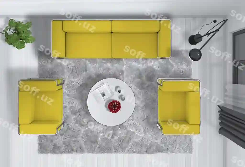 Yuqori ko'rinish ichki otish xonasi | Top view interior living room