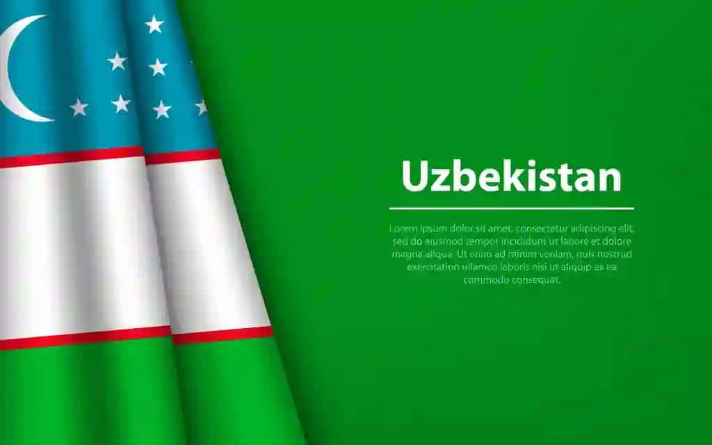 Copyspace fonida O'zbekiston bayrog'ini hilpiratib ko'ring | Wave flag uzbekistan with copyspace background