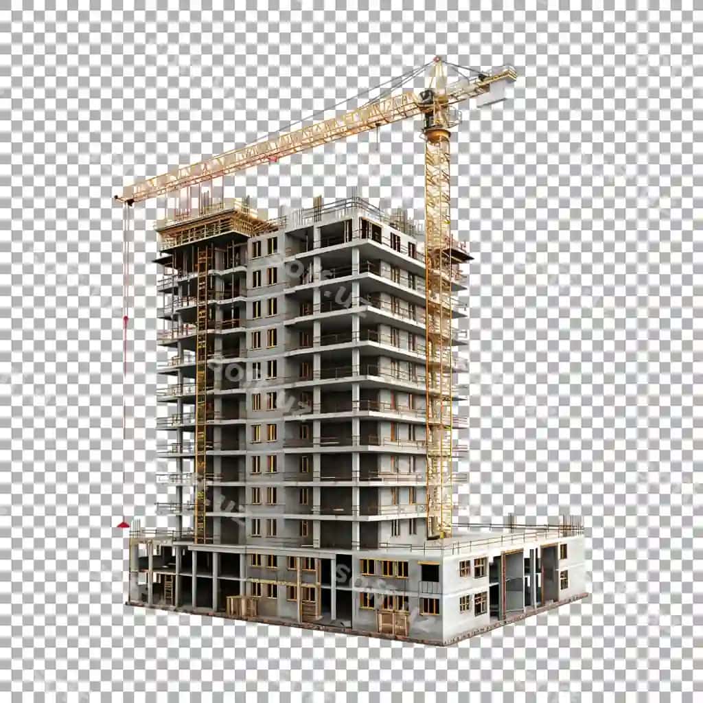 Turarli uy qurilishi shaffof orqa fon AI generatsiya qilingan | Residential building construction transparent background ai generated