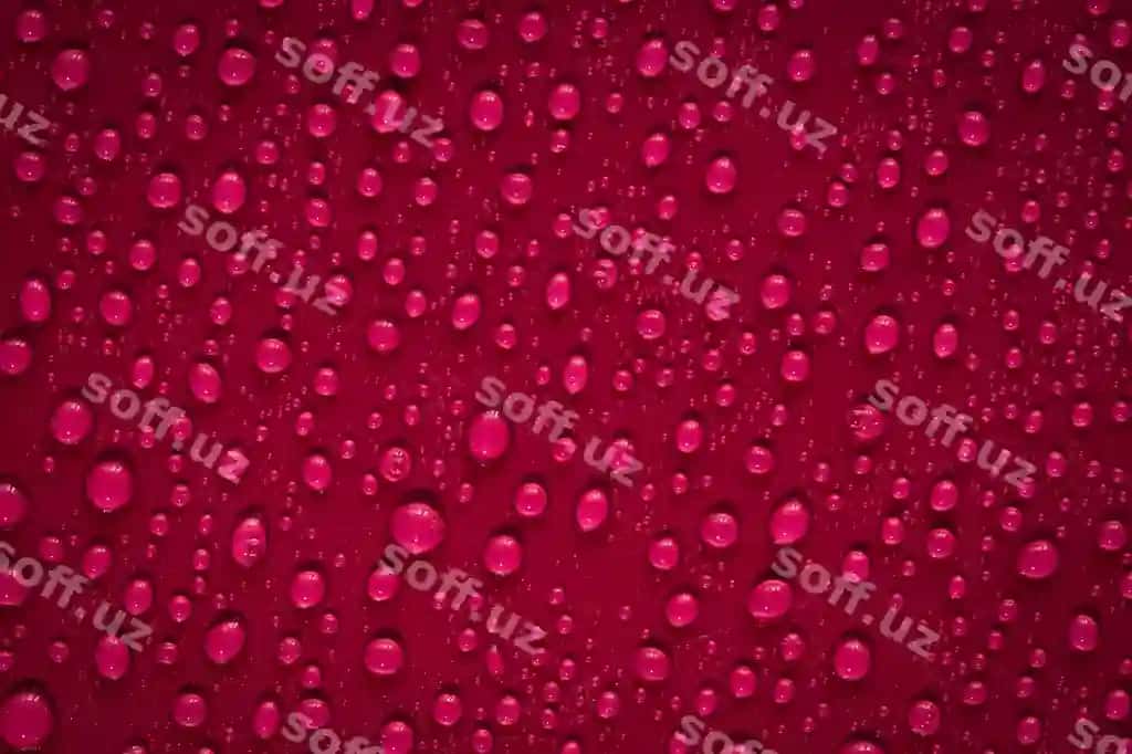 Dampp suw qora qizil yuz makro fotosurat soyali dampp plastik asos | Drops water dark red surface macro photo drop shadow plastic base