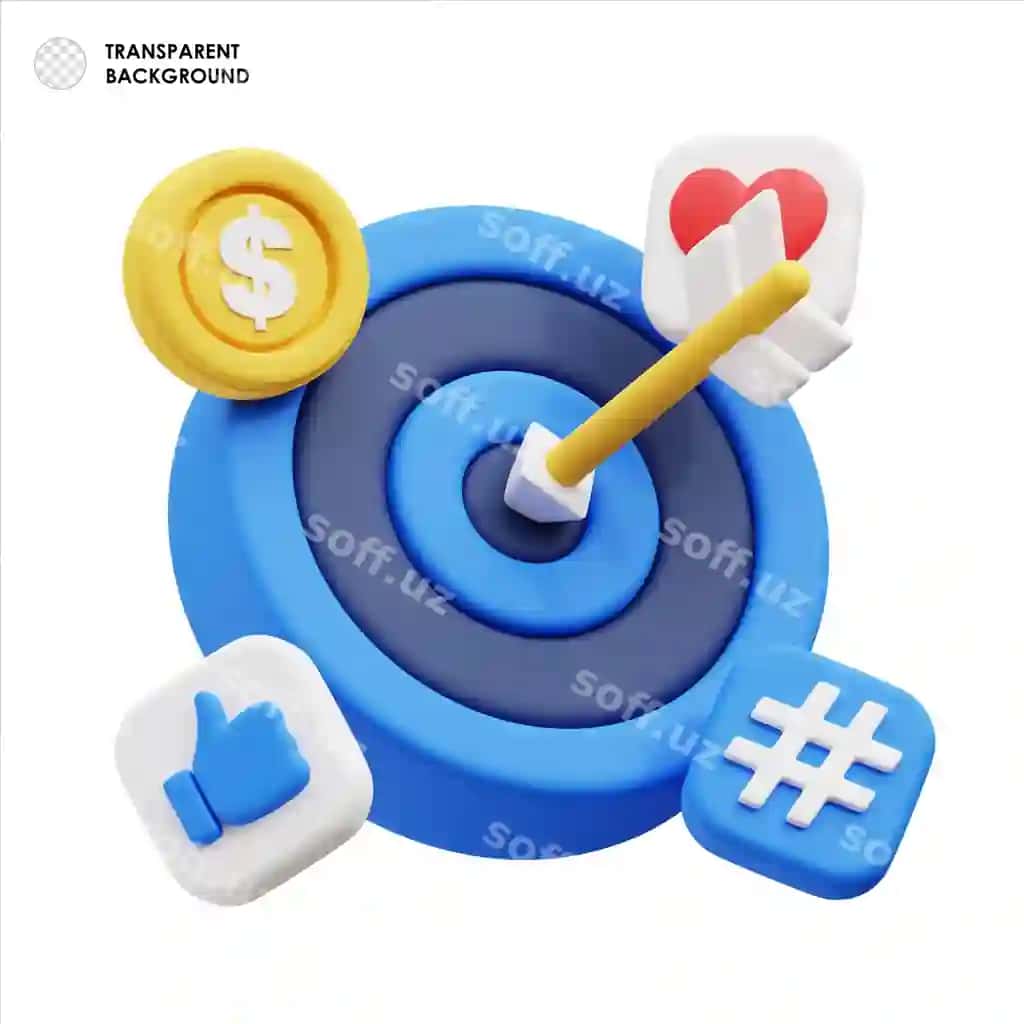 3D render maqsadga erishish konsepsiyasi aniq muvaffaqiyat ikonkalari bilan | 3d render target achievement concept with bullseye success icons