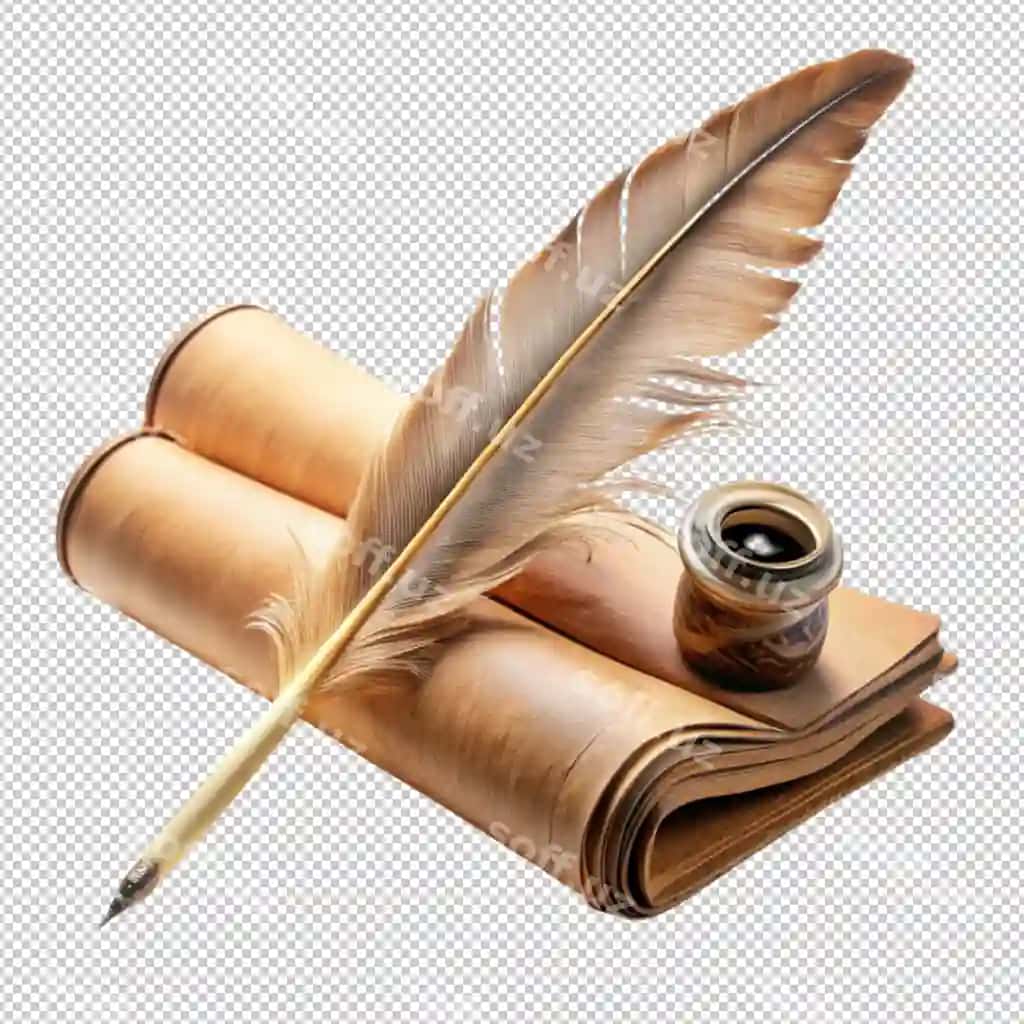 Shaffof fonda qirra manuscriptsi | Quill manuscript transparent background