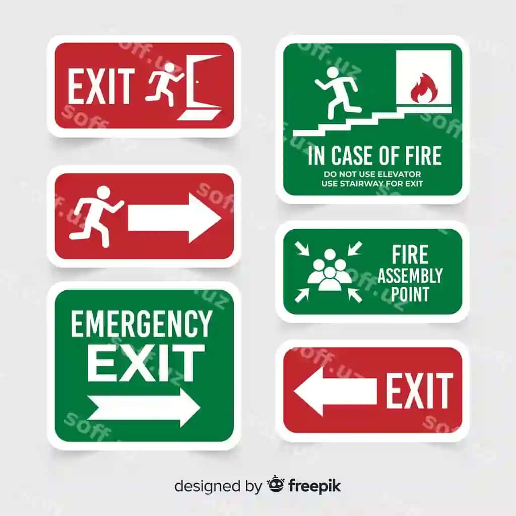 Turli xil chiqish belgilari | Various exit signs