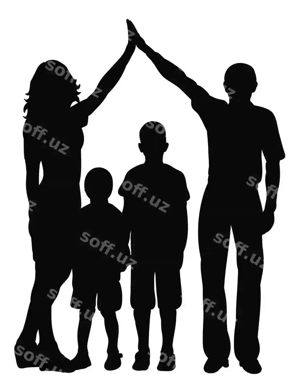 Oilavi vektor silueti | Family vector silhouette