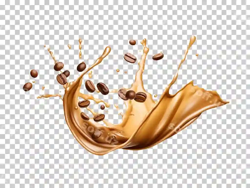 Shaffof fonda qahva loviyalari bilan qahva chayqalishi | Coffee splash with coffee beans isolated transparent background