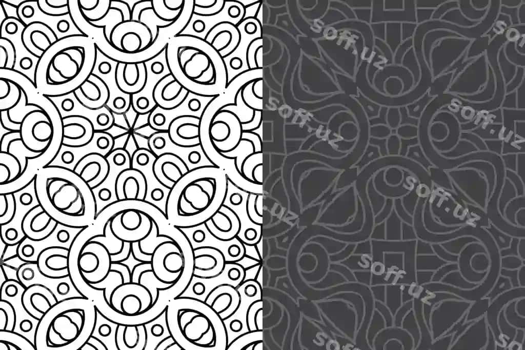 Mamlakiyatli beozon mandala dizayni seamsiz naqsh to'plami | Luxury ornamental mandala design seamless pattern set