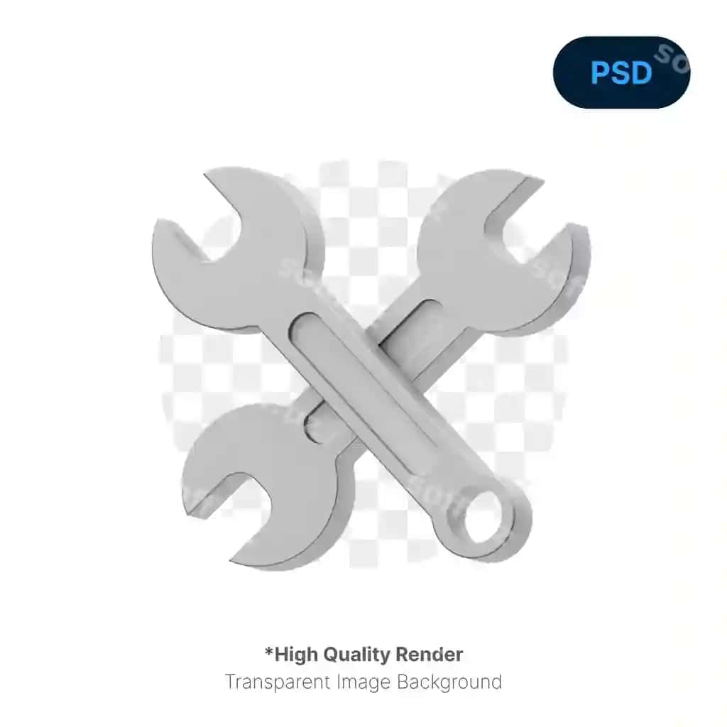 Oʻchchaq 3d ikon premium psd | Wrench 3d icon premium psd