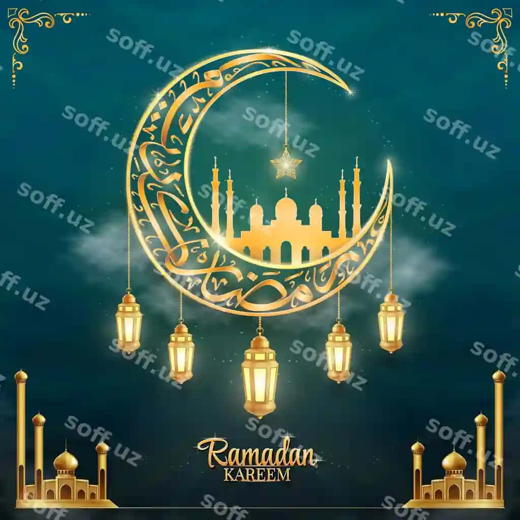 Ramazon muborak qalamkoshlik hilol shaklida | Ramadan kareem calligraphy with crescent moon shape