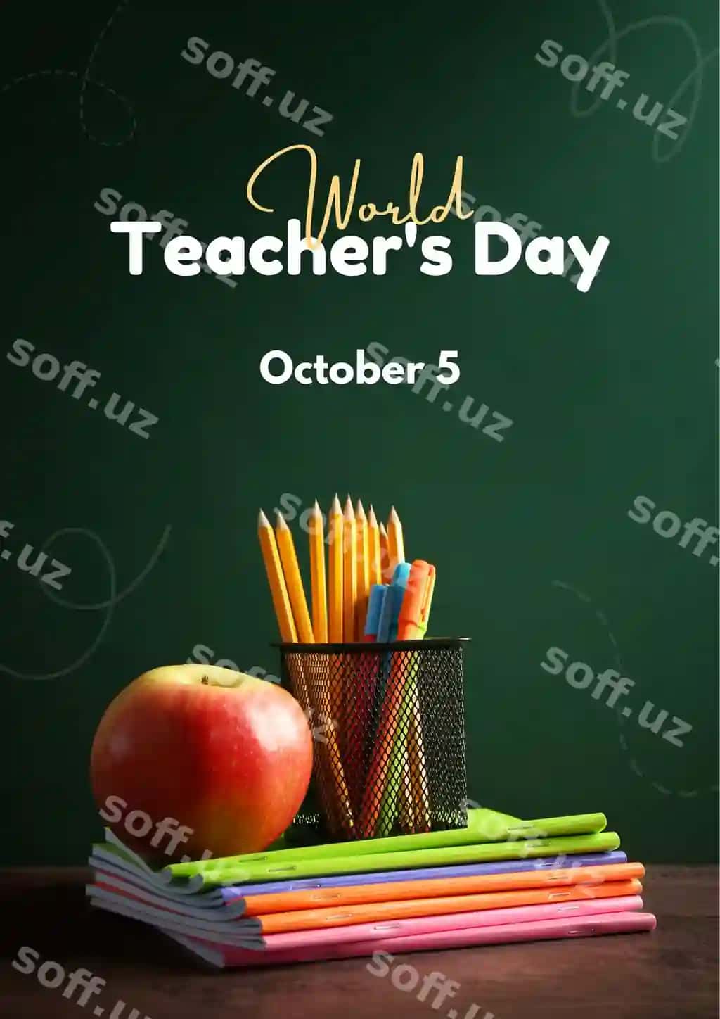 Yashil Oq Ilustrativ O'qituvchi Ega Oy Sinif xonasi Plakat | Green white illustrative teacher poss month classroom poster