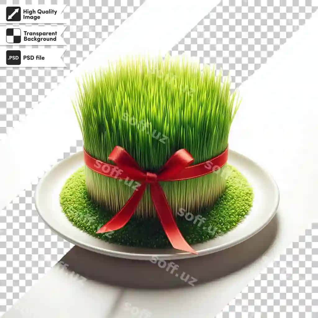 Nowruz bayramingiz bilan tabriklayman, yangi bayramlik yashil o't suketlari bilan. | Psd congratulations nowruz with fresh festive green herb sprout