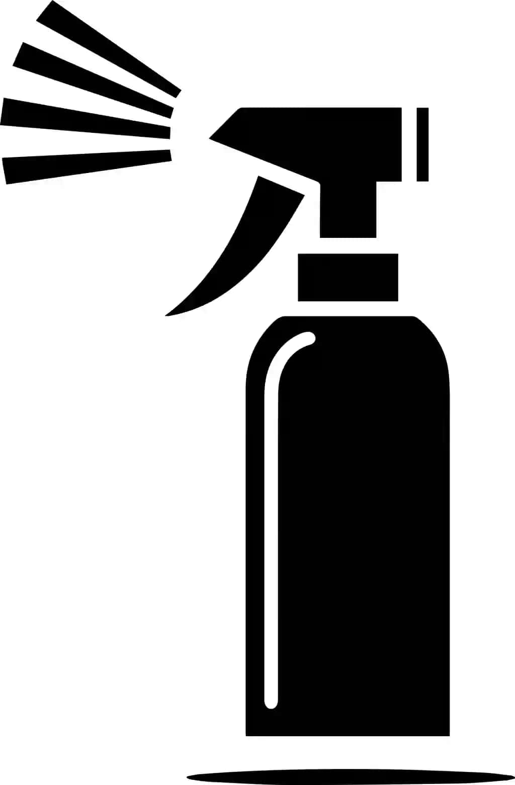 Minimal buzadigan amallar shishasi belgisi vektor silueti oq fon bilan to'ldiriladi | Minimal spray bottle icon vector silhouette white background fill