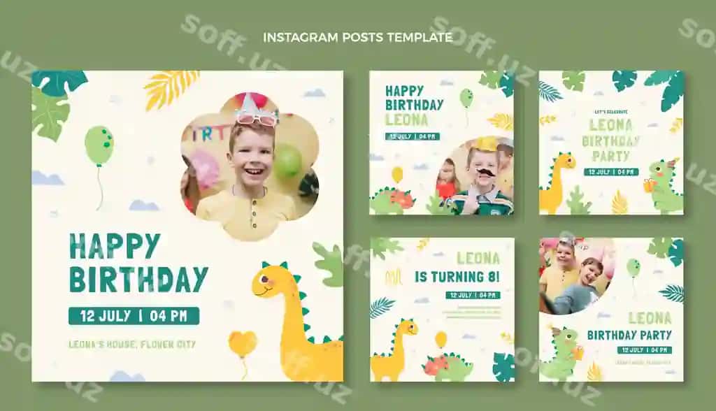 Qollanma bolalik uslubidagi tug'ilgan kun Instagram postlari | Hand drawn childlike birthday instagram posts