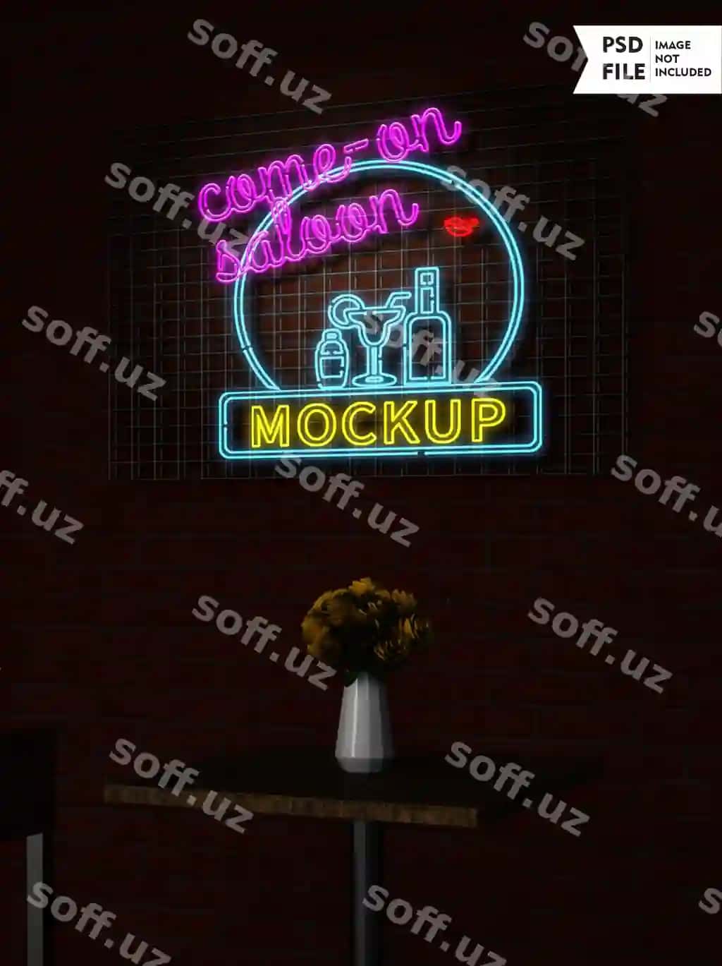 Rangarangi neon logotip mockup | Colorful neon logo mockup