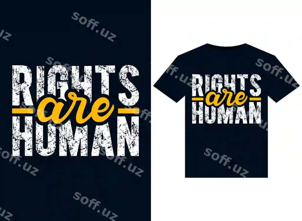 Huquqlar inson illustratsiyalari. Bosqichga tayyor futbolkalar dizayni | Rights are human illustrations print ready t shirts design