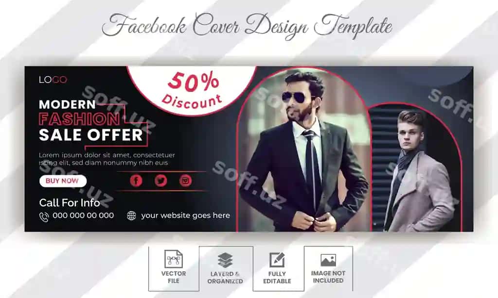 Moda Facebook cover vektor yuqori sifatli bepul shablon | Fashion facebook cover vector high quality free template