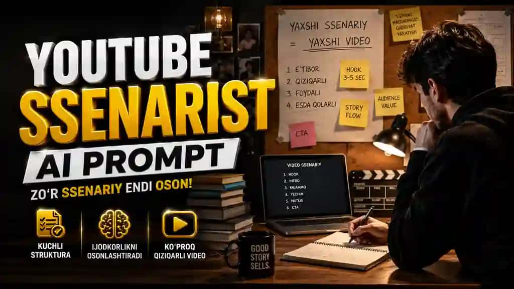 YouTube Ssenarist AI PRO - 100mln Wiews | Prompt Uzbek Tilida