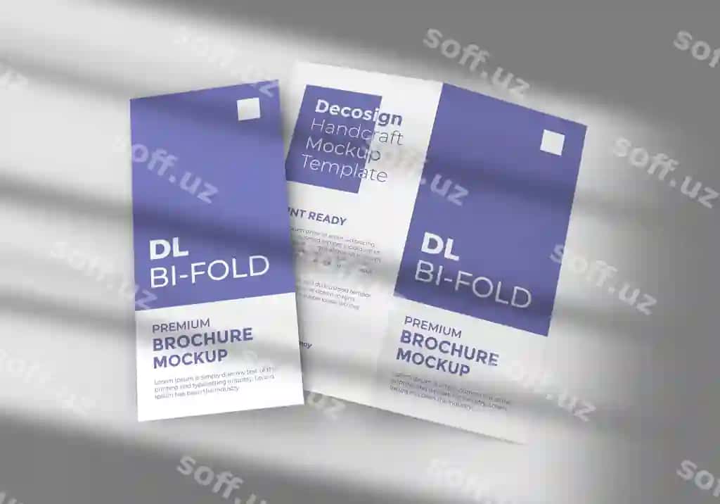 Ikki DL hajmi yarmiga qilingan broshyur mockup | Two dl size bi fold brochure mockup