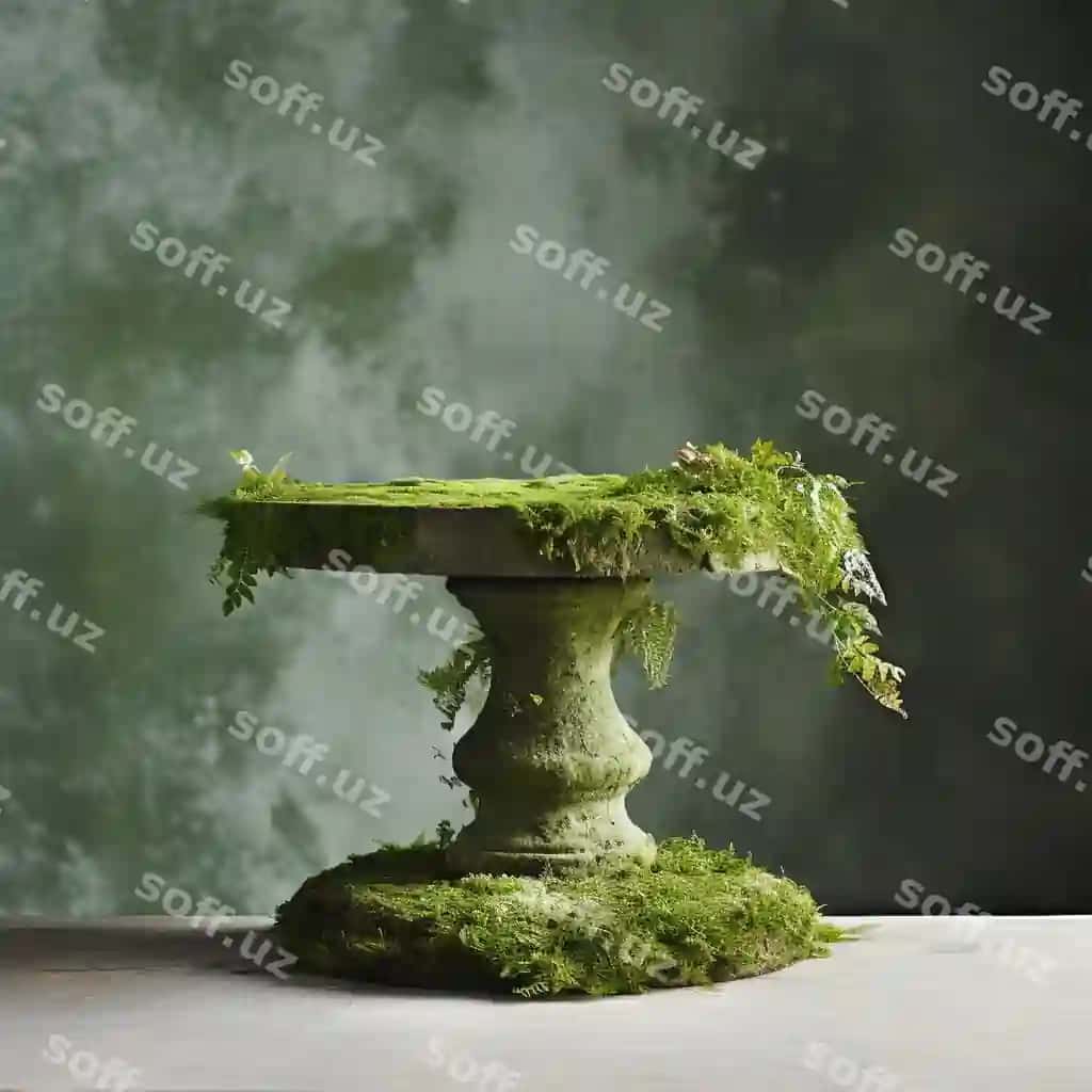 Shtil hayot choyroq qurdiu podium | Still life algae moss podium