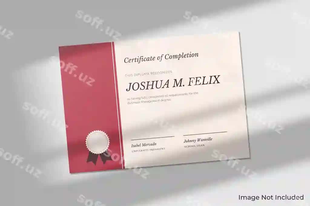 Chiroyli sertifikat namunasi soya bilan | Elegant certificate mockup with shadow