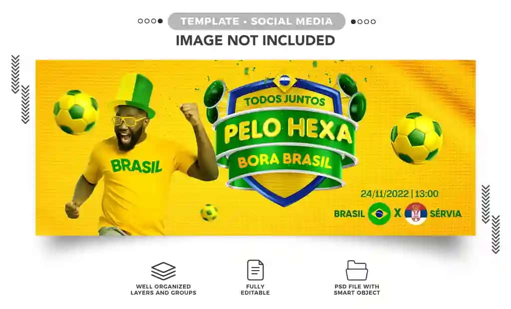Braziliya muxlislari jahon chempionati banner shablonlari | Template banner world cup brazil fans
