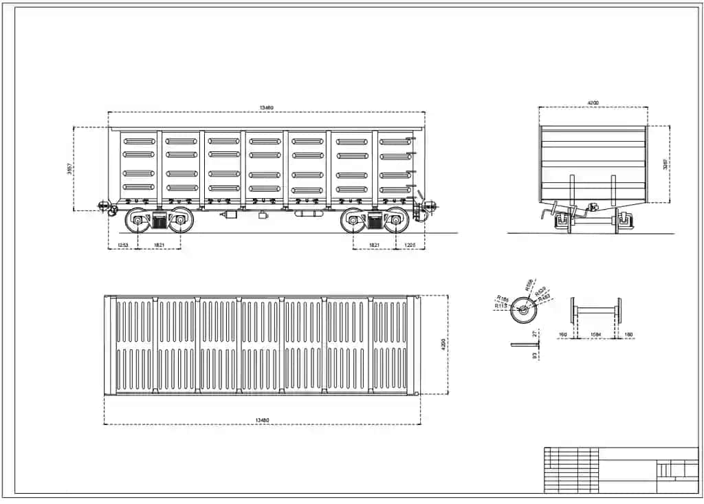 poyezd vagon chizmasi AUTOCAD DWG, PDF formatda