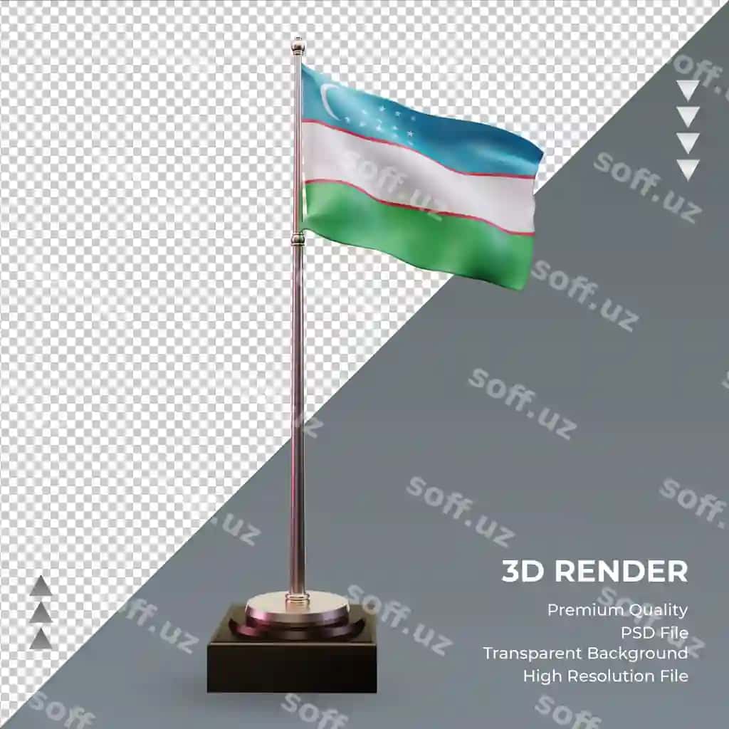 3D Uzbekiston bayrog'i renderingi oldingi ko'rinish | 3d flag uzbekistan rendering front view