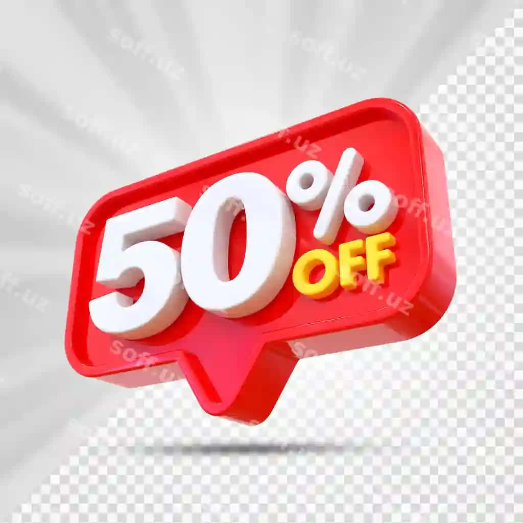 50 foiz chegirma reklamosiya | 50 percent sale off promotion