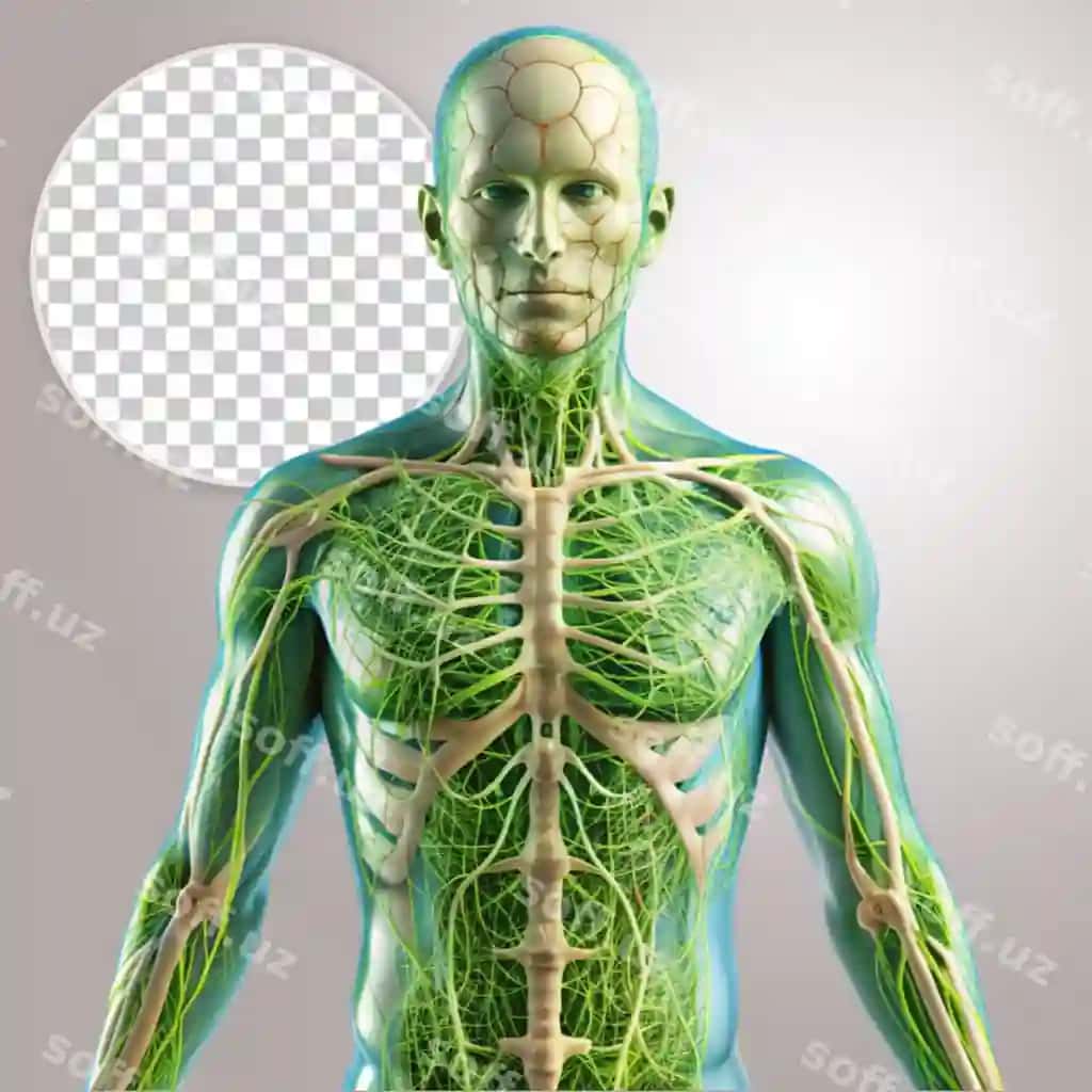 Inson nerv tizimi shaffof orqa fonda | Human nervous system transparent background