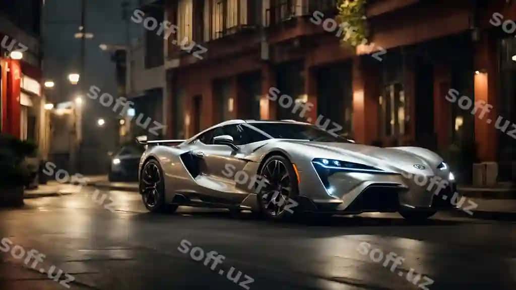 Toyota super mashina oldi binolar rasm orqa fonda | Toyota super car front buildings image background