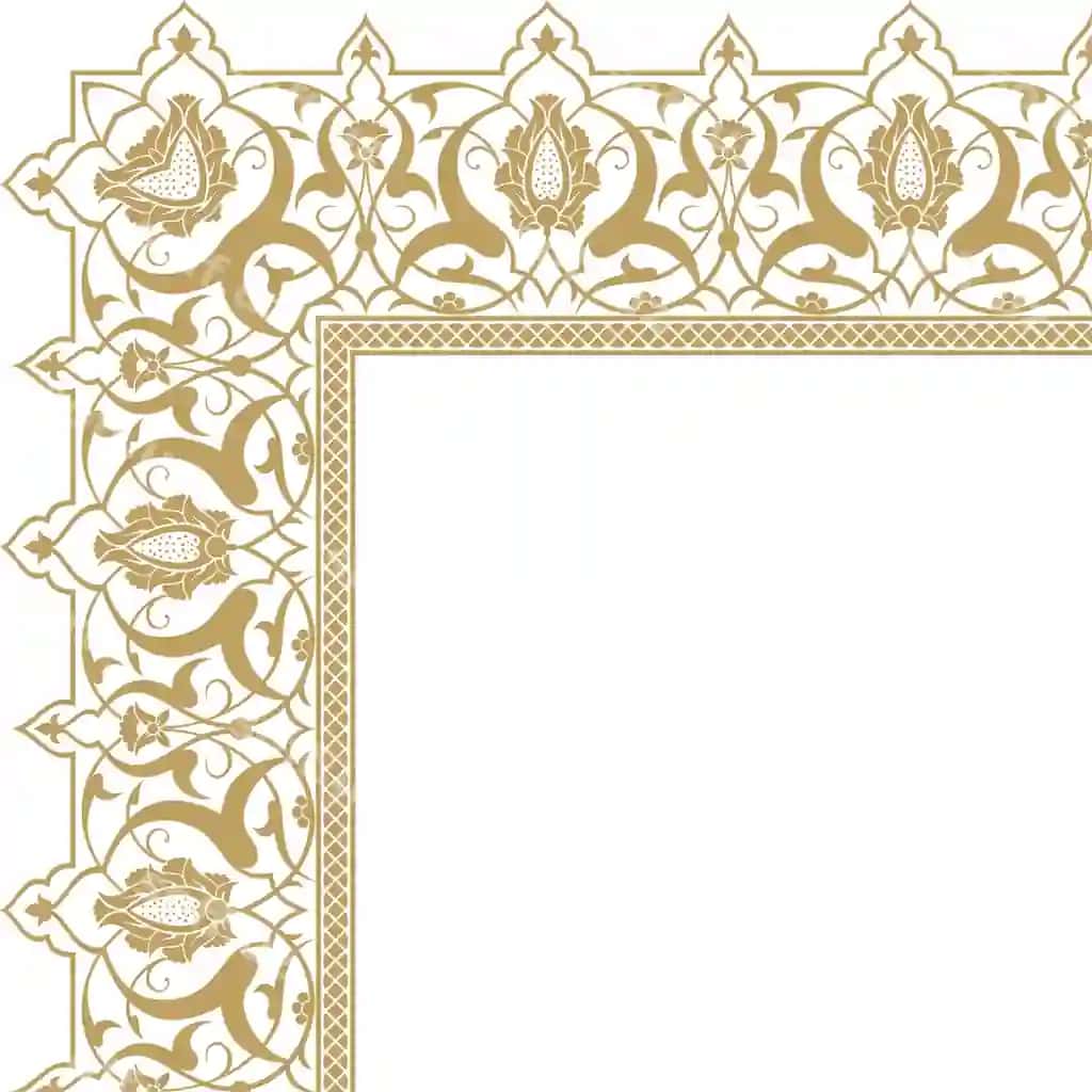 Oltin arab gulli chegara ramka burchak chegara an'iy islamiy | Golden arabic floral border frame corner border traditional islamic