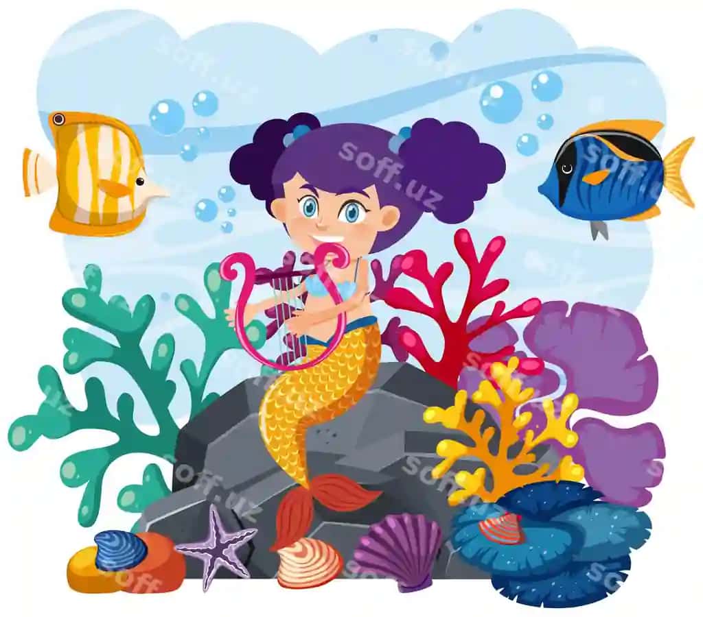 Sirena suv ostida arpa ijro etmoq | Mermaid playing harp underwater