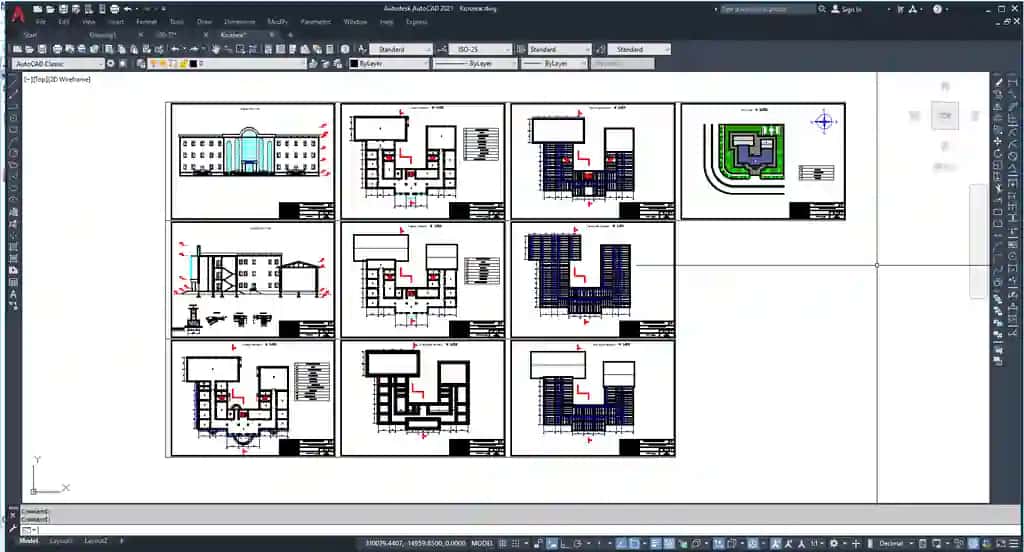 Texnikum arxitekturaviy loyihasi konstursiyasi bilan. dwg Autocad