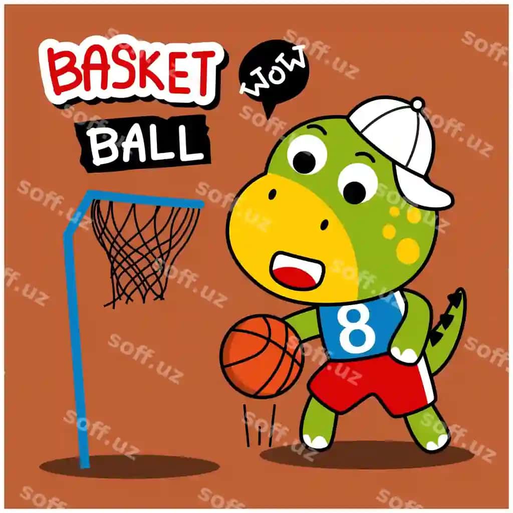 Dinosav basketbol o'yinchi gulqin hayvon karyaturasi | Dinosaur playing basketball funny animal cartoon