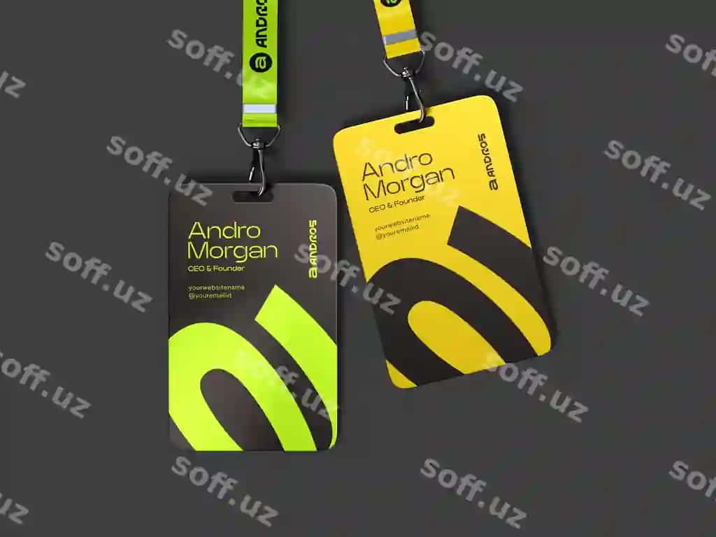 ID karta lanyardlar bilan brendlash namunasi | Id card with lanyards branding mockup