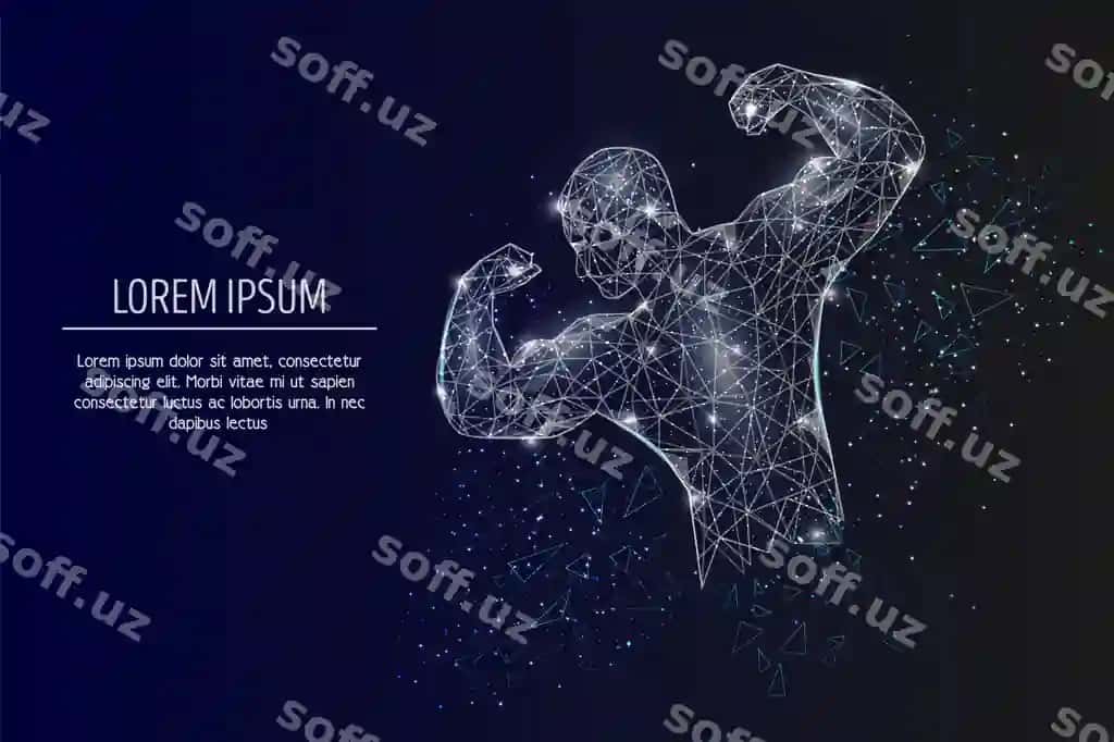 Jismoniy kuchli kishi vektor geometric ko'pburchakli san'at uslubidagi orqa fon | Bodybuilder vector geometric polygonal art style background
