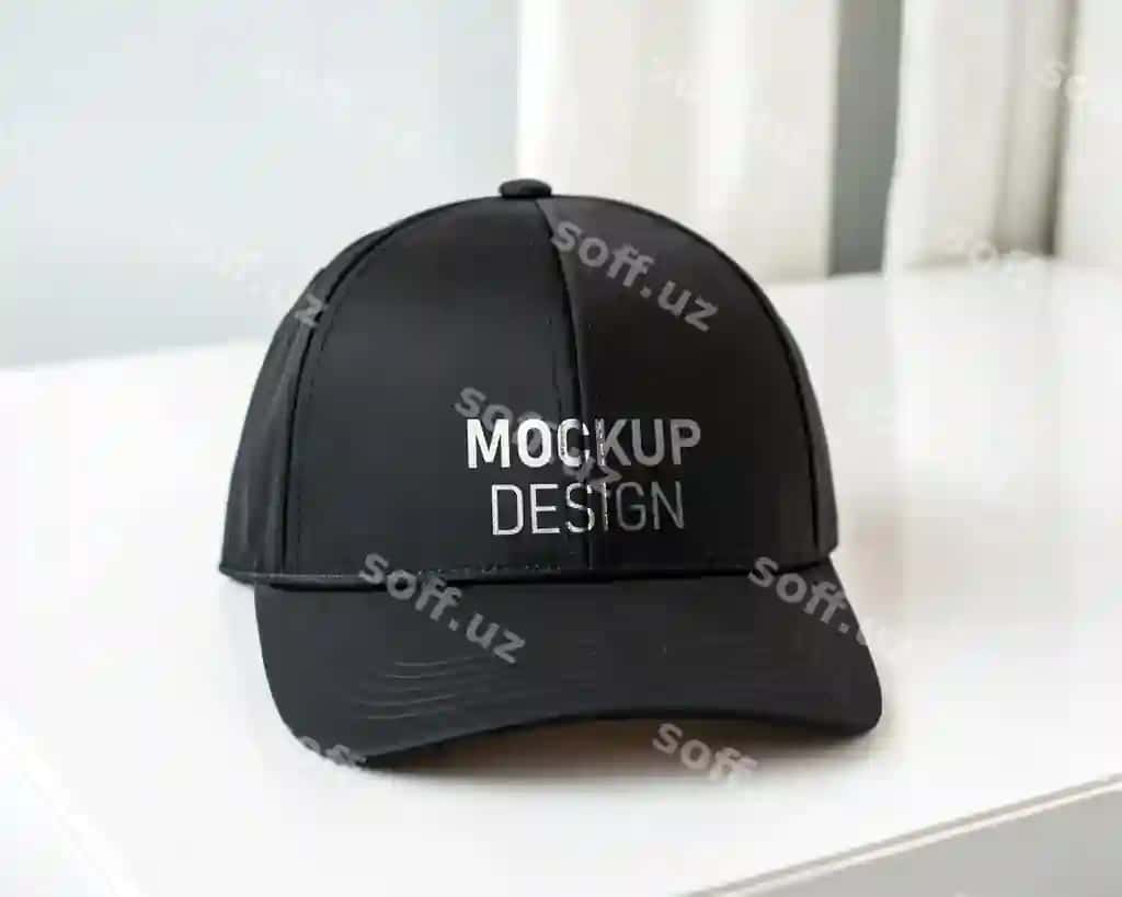 Qora shapka namuna oq fon | Black cap mockup white background