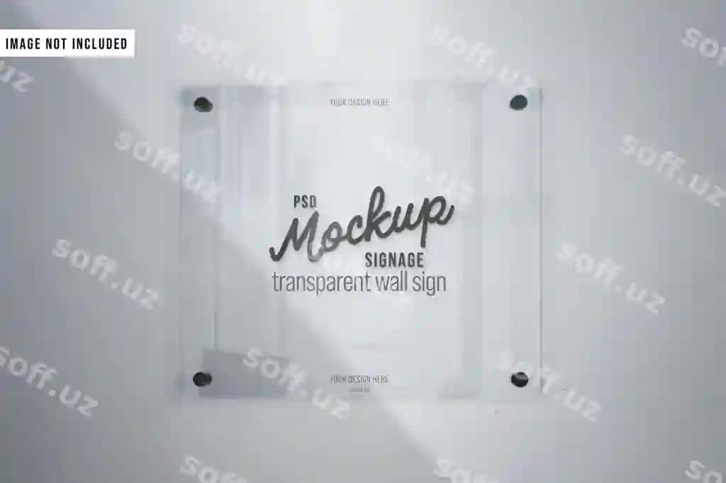 Shaffof akrilik belgi mockup | Transparent acrylic sign mockup