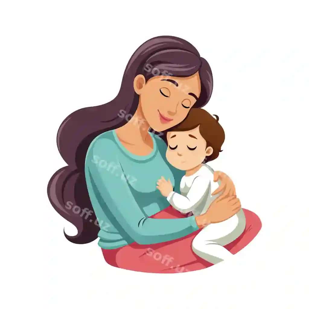 Ona va chaqaloq maxsus hissiyotli kunlik voqealar vektor illustratsiyasi | Mother baby special emotional daily moments vector illustration