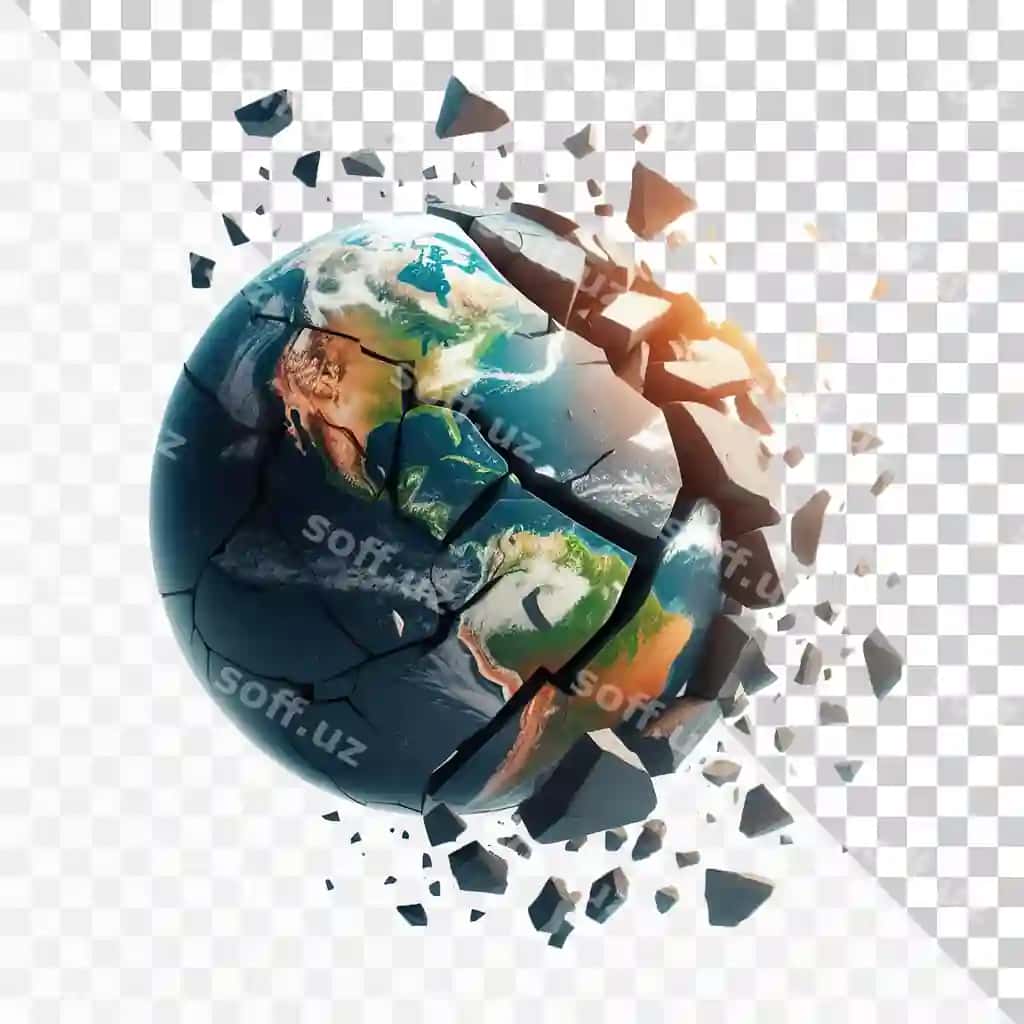 3d illustratsiya dmg'algan buzilgan erkak planetasi ayrilgan shaffof | 3d illustration damaged broken earth planet isolated transparent