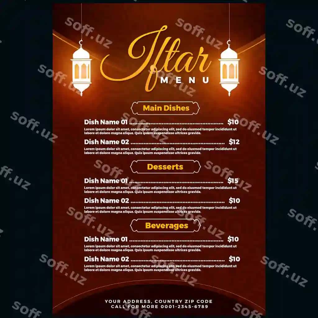 Iftor menyu shablon dizayni | Iftar menu template design