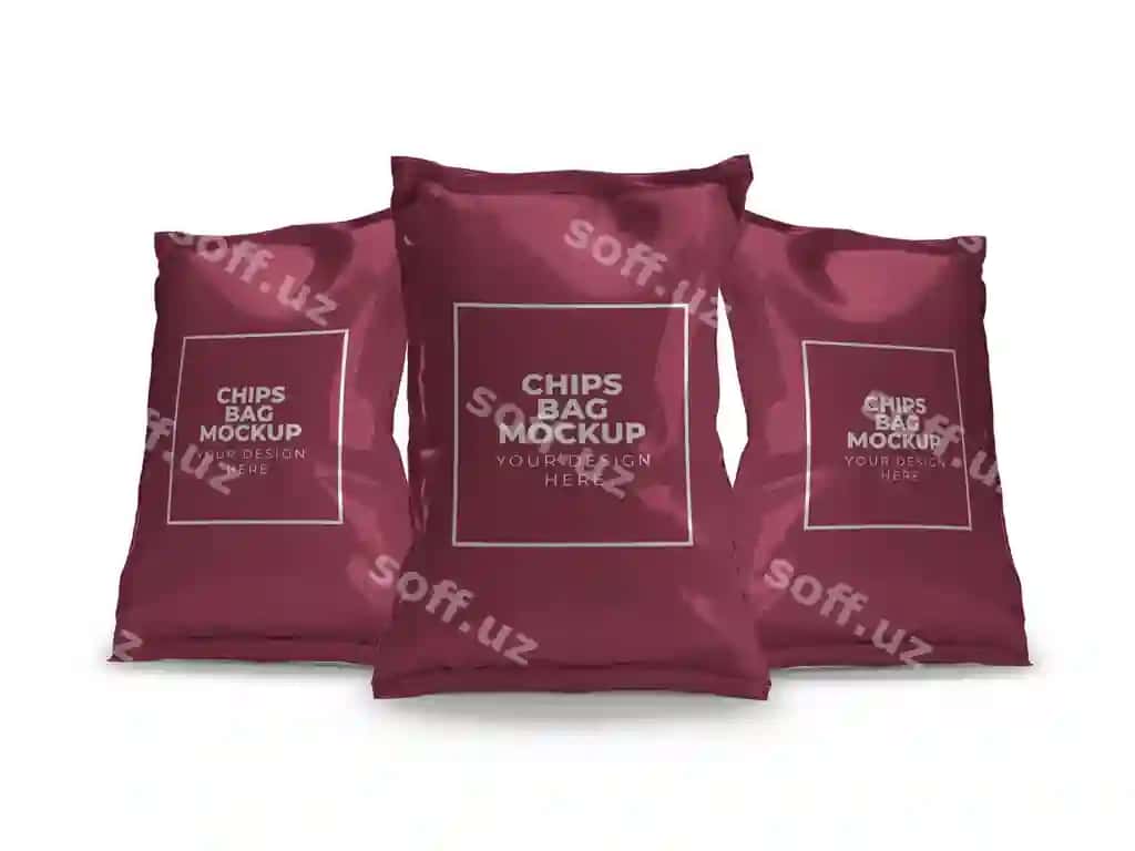 Haqiqiy choy snack qadoqlash modeli ajraltirilgan fonda | Realistic chip snack packaging mockup isolated background