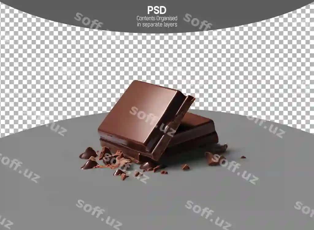 Shokolad bar ajraltirilgan shaffof fonda | Chocolate bar isolated transparent background