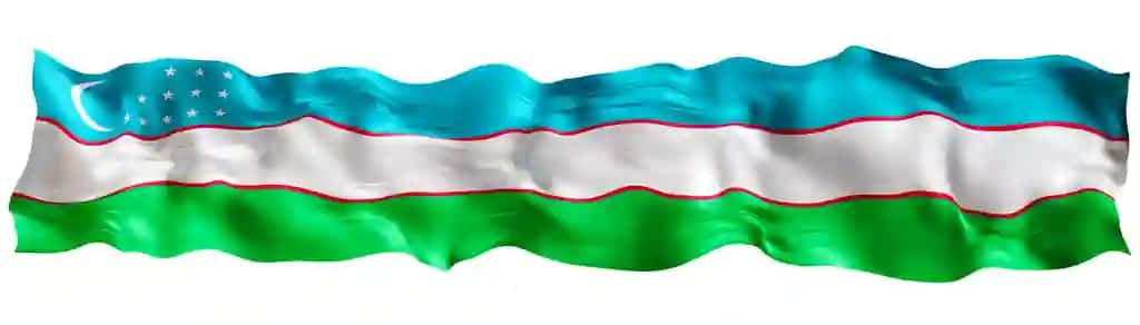 Shamol shaklida hilpirab turgan oʻzbekiston bayrogʻi, oq fonda, pastki qism sarlavha ajratuvchisi | Stylized flag uzbekistan waving wind isolated white background footer header divider