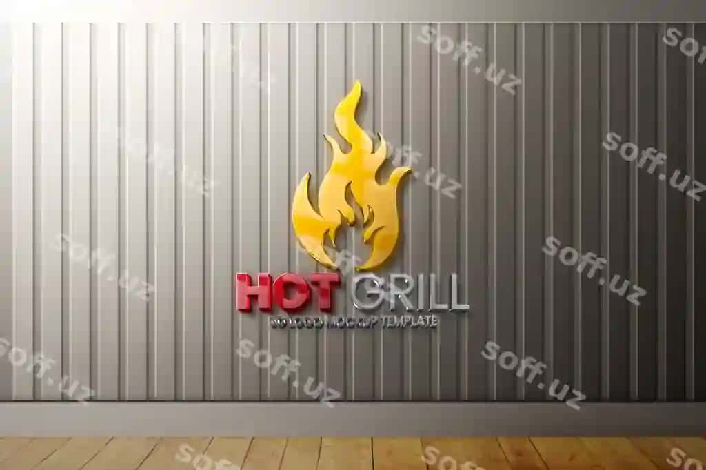 3 o'lchovli minimalist devor logotip namunasi | 3d minimalist wall logo mockup